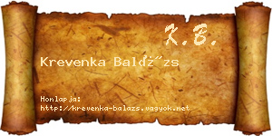 Krevenka Balázs névjegykártya